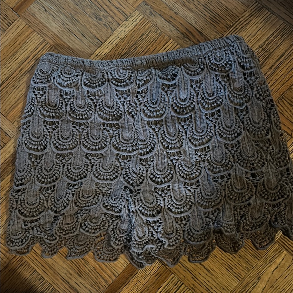 Gray Crochet Lace Shorts